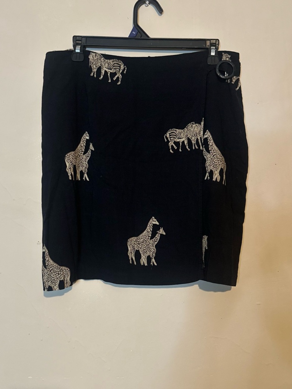 Black Zebra Giraffe Print wrap style skirt